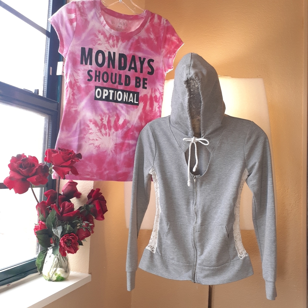 Lace Side Hoodie + Tie Dye Graphic TShirt Bundle
